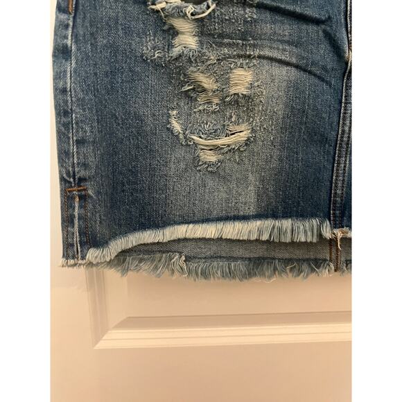 ONE x One Teaspoon Mini Denim Skirt 28 Short Distressed Academia Beachy Festival - Picture 7 of 8